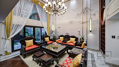 京隆苑400平別墅中式風(fēng)格裝修實景圖