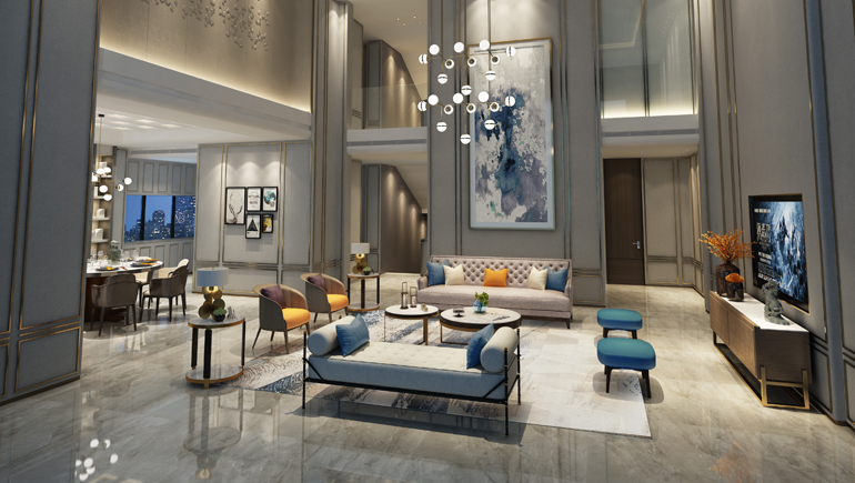 鉆石灣800平現(xiàn)代中式裝修設(shè)計